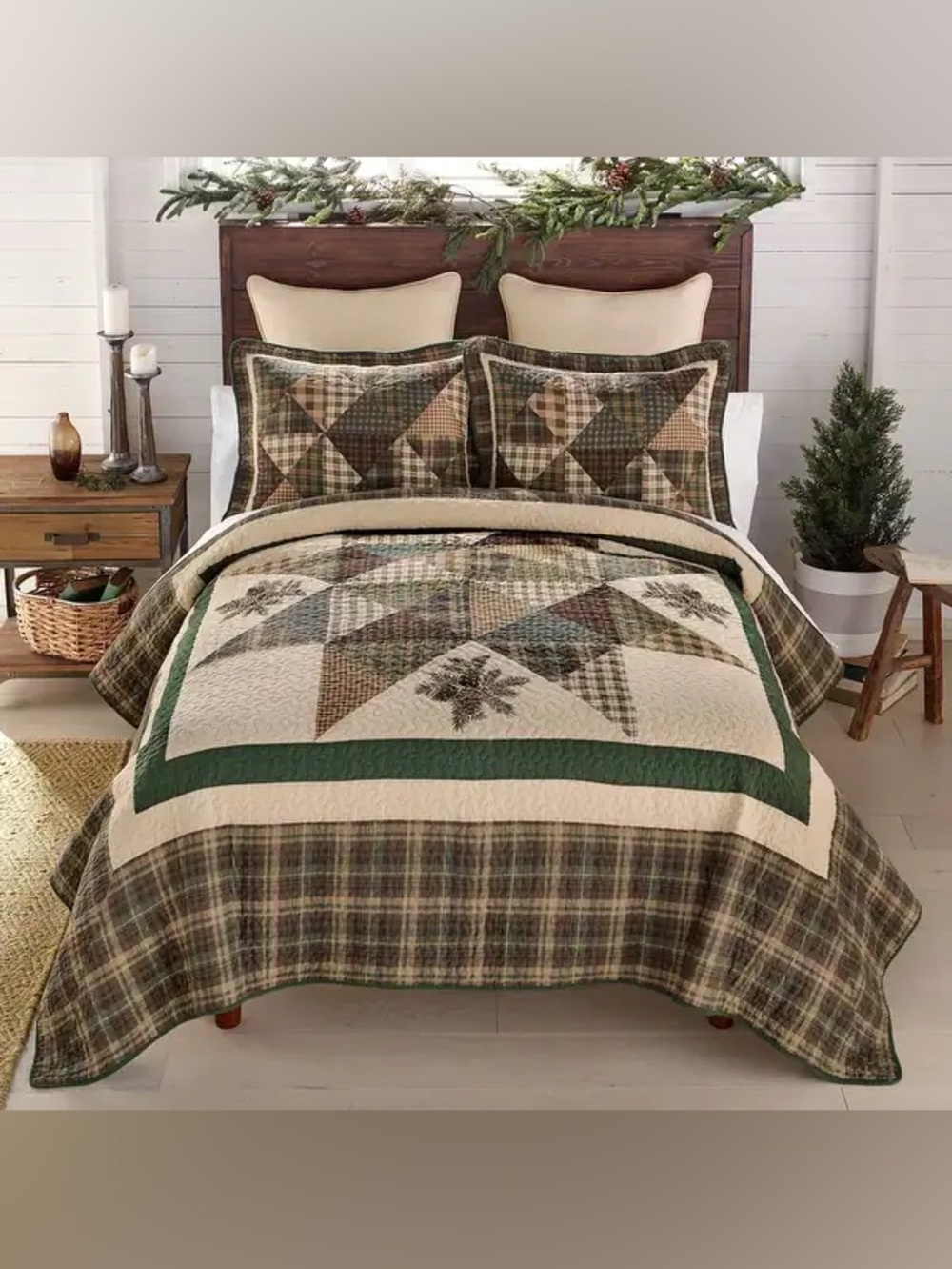Donna Sharp Pine Star Cotton Pieced Quilt Collection Sz KING MSRP: $270.01. NEW